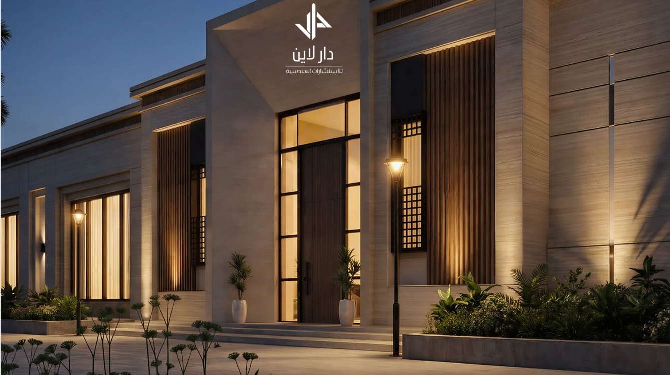 Villa Facade — Night View